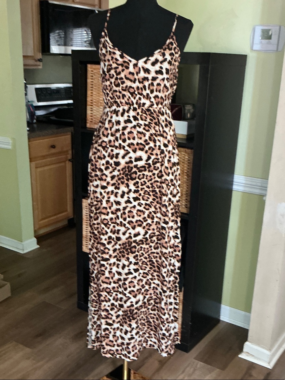 Vera Moda Leopard Print Spaghetti Strap Maxi Dress - Brown